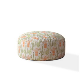 Indoor CACTI Mexico Peach Round Zipper Pouf - Cover Only - 24in dia x 20in tall B06894176