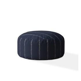 Indoor DRIZZLE Vintage Navy Round Zipper Pouf - Stuffed - Extra Beads Included - 24in dia x 20in tall B06894185