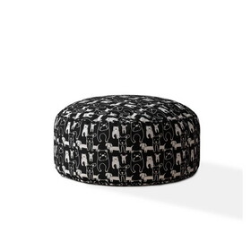 Indoor BUSTER Black Round Zipper Pouf - Cover Only - 24in dia x 20in tall B06894196