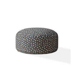 Indoor DANCING DOTS Greyish Blue Round Zipper Pouf - Cover Only - 24in dia x 20in tall B06894200