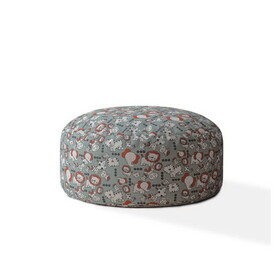 Indoor OH MY Greyish Blue Round Zipper Pouf - Cover Only - 24in dia x 20in tall B06894204