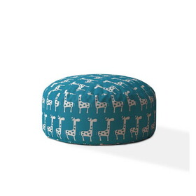 Indoor JENNI Bright Turquoise Round Zipper Pouf - Stuffed - Extra Beads Included - 24in dia x 20in tall B06894213