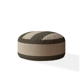 Indoor RAILROAD Dark Taupe Round Zipper Pouf - Stuffed - Extra Beads Included - 24in dia x 20in tall B06894217