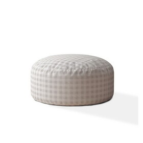 Indoor PLAIDO Light Grey Round Zipper Pouf - Stuffed - Extra Beads Included - 24in dia x 20in tall B06894229