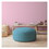 Indoor RETRO POLKA Bright Sky Blue Round Zipper Pouf - Stuffed - Extra Beads Included - 24in dia x 20in tall B06894241