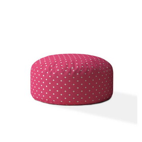 Indoor DINER DOT Hot Pink/White Round Zipper Pouf - Cover Only - 24in dia x 20in tall B06894244