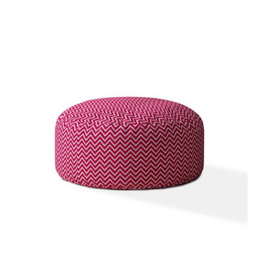 Indoor DIPPITY Hot Pink/White Round Zipper Pouf - Stuffed - Extra Beads Included - 24in dia x 20in tall B06894257