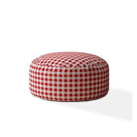 Indoor PLAIDO Bright Red Round Zipper Pouf - Stuffed - Extra Beads Included - 24in dia x 20in tall B06894289