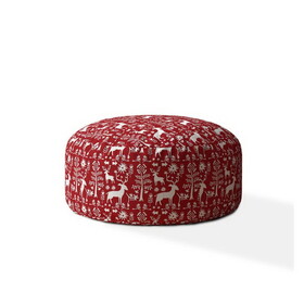 Indoor WONDERLAND Bright Red Round Zipper Pouf - Cover Only - 24in dia x 20in tall B06894300