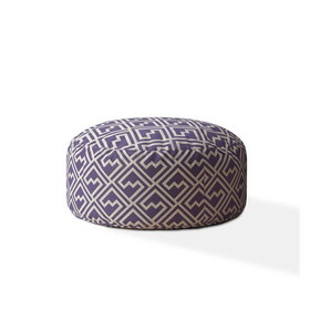 Indoor TETRI Med Purple Round Zipper Pouf - Stuffed - Extra Beads Included - 24in dia x 20in tall B06894305