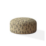 Indoor SAGUARO Blue/Taupe/Camel Tan Round Zipper Pouf - Stuffed - Extra Beads Included - 24in dia x 20in tall B06894333
