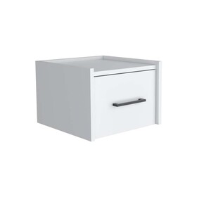 TUHOME Boa Floating Nightstand, Wall-Mounted Single Drawer Design with Handle- White - Bedroom B070137812