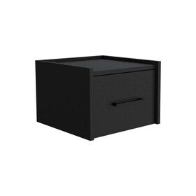 TUHOME Boa Floating Nightstand, Wall-Mounted Single Drawer Design with Handle- Black - Bedroom B070137816