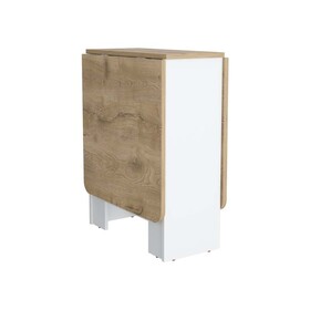 TUHOME Gateleg Folding Table Space-Saving with Compact Design, White / Macadamia - Living Room B070137833