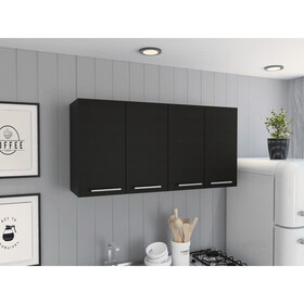 120 Wall Cabinet, Four Doors, Two Cabinets, Two Shelves -Black B07091817