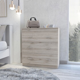 Classic Three Drawer Dresser, Superior Top, Handles -Light Gray / White B07091837