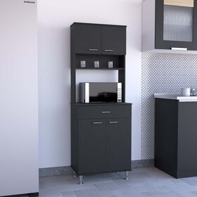 Della 60 Kitchen Pantry with Countertop, Closed & Open Storage -Black B07091840