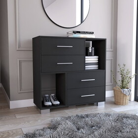 Krista Dresser, Two Open Shelves, Four Drawers -Black B07091880