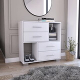 Krista Dresser, Two Open Shelves, Four Drawers -White B07091881