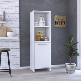 Eiffel Kitchen Pantry, Two External Shelves, Single Door Cabinet, Two Interior Shelves White -White B07091907