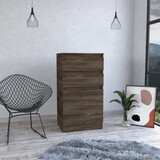 Kamelot Dresser with Jewelry Box, Single Door Cabinet, Mirror, Two Drawers -Dark Walnut B07091919