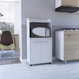 Kira Kitchen Kart, Double Door Cabinet, One Open Shelf, Two Interior Shelves -White B07091922