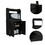 Kira Kitchen Kart, Double Door Cabinet, One Open Shelf, Two Interior Shelves -Black B07091923