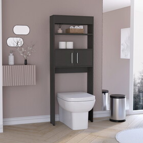 Madrid over The Toilet Cabinet, Double Door, Two Shelves -Black B07091940