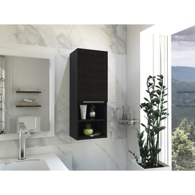Mila Bathroom Cabinet, Two Interior Shelves, Two External Shelves, Single Door Cabinet -Black B07091953