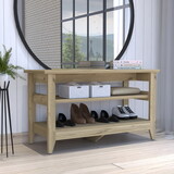 Misuri Storage Bench, Four Legs, Two Open Shelves -Light Oak B07091960