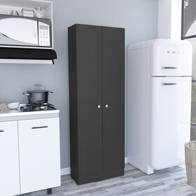 Multistorage Pantry Cabinet, Five Shelves, Double Door Cabinet -Black B07091964