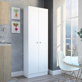 Multistorage Pantry Cabinet, Five Shelves, Double Door Cabinet -White B07091965