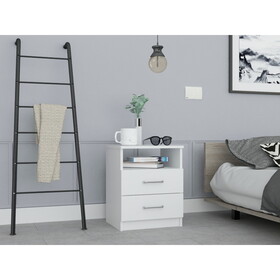Napoles Nightstand, Superior Top, Two Drawers, One Shelf -White B07091968