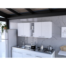 Portofino 150 Wall Cabinet, Double Door, Two External Shelves, Two Interior Shelves -White B07091979