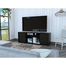 Prana TV Stand fot TV&#180;s up 60" Four Shelves, Two Cabinets with Single Door -Black B07091980
