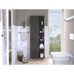 Urano Mirror Linen Cabinet, Four Interior Shelves, Five External Shelves -Smokey Oak B07091990