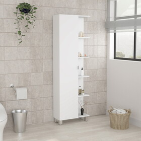 Urano Corner Linen Cabinet, Five External Shelves, Single Door, Four Interior Shelves -White B07091991