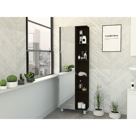 Urano Mirror Linen Cabinet, Four Interior Shelves, Five External Shelves -Black B07091992
