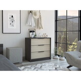 Kaia 3 Drawers Dresser, Superior Top -Black / Pine B07092020