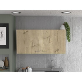 Napoles Wall Cabinet, Two Shelves, Double Door -White / Light Oak B07092042