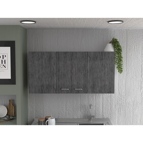 Napoles Wall Cabinet, Two Shelves, Double Door -White / Smokey Oak B07092043