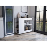 Nigella Kitchen Cart, Two Storage Shelves, Four Casters, Three Side Shelves -White / Dark Brown B07092044