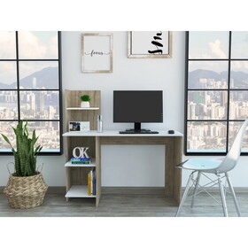 Vilna 120 Writing Desk, Four Shelves -Light Oak / White B07092055