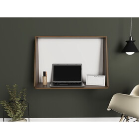 Zambia Wall Desk, Single Shelf -Mahogany / White B07092056