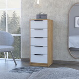 Kaia 5 Drawer Dresser, Vertical Dresser -White / Pine B07092064