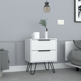 Augusta 2 Nightstand, Four Legs, Two Drawers -White B07092071