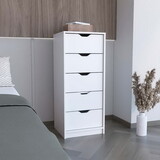 Basilea 5 Drawers Tall Dresser, Pull Out System -White B07092123