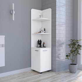 Malibu Freestanding Linen Cabinet, 2-Doors, Open Shelves -White B07092128
