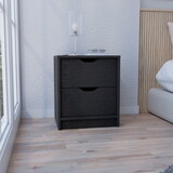 Basilea 2 Drawers Nightstand, Pull Out System -Black B07092138