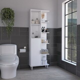 Crovie Linen 63-inch High Bathroom Cabinet Linen Storage Cabinet with Seven Open Shelves B070P173184
